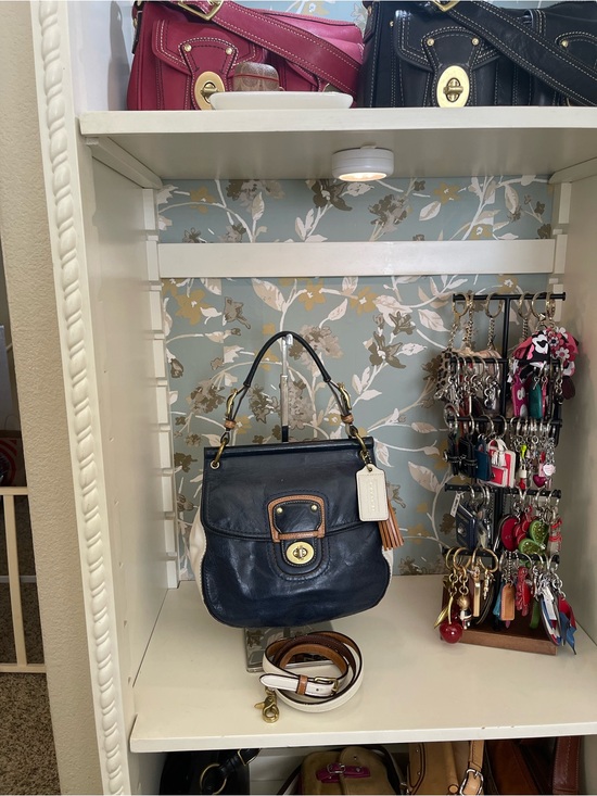 Vintage Coach Willis Legacy 70th Anniversary Bag. Navy, Brown & Cream Leather